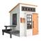 KidKraft White & Raven Modern Outdoor Wooden Playhouse with Picnic Table, Mailbox & Outdoor Grill